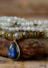 Boho Necklace, Bijou Bodhi Labradorite Beaded Choker